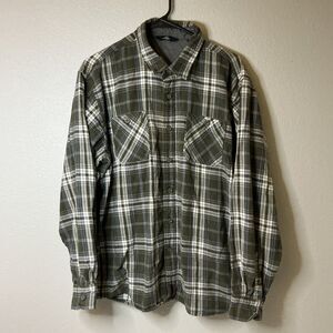 Wrangler Plaid Flannel Shirt XL Green Button Front Workwear Western Cotton